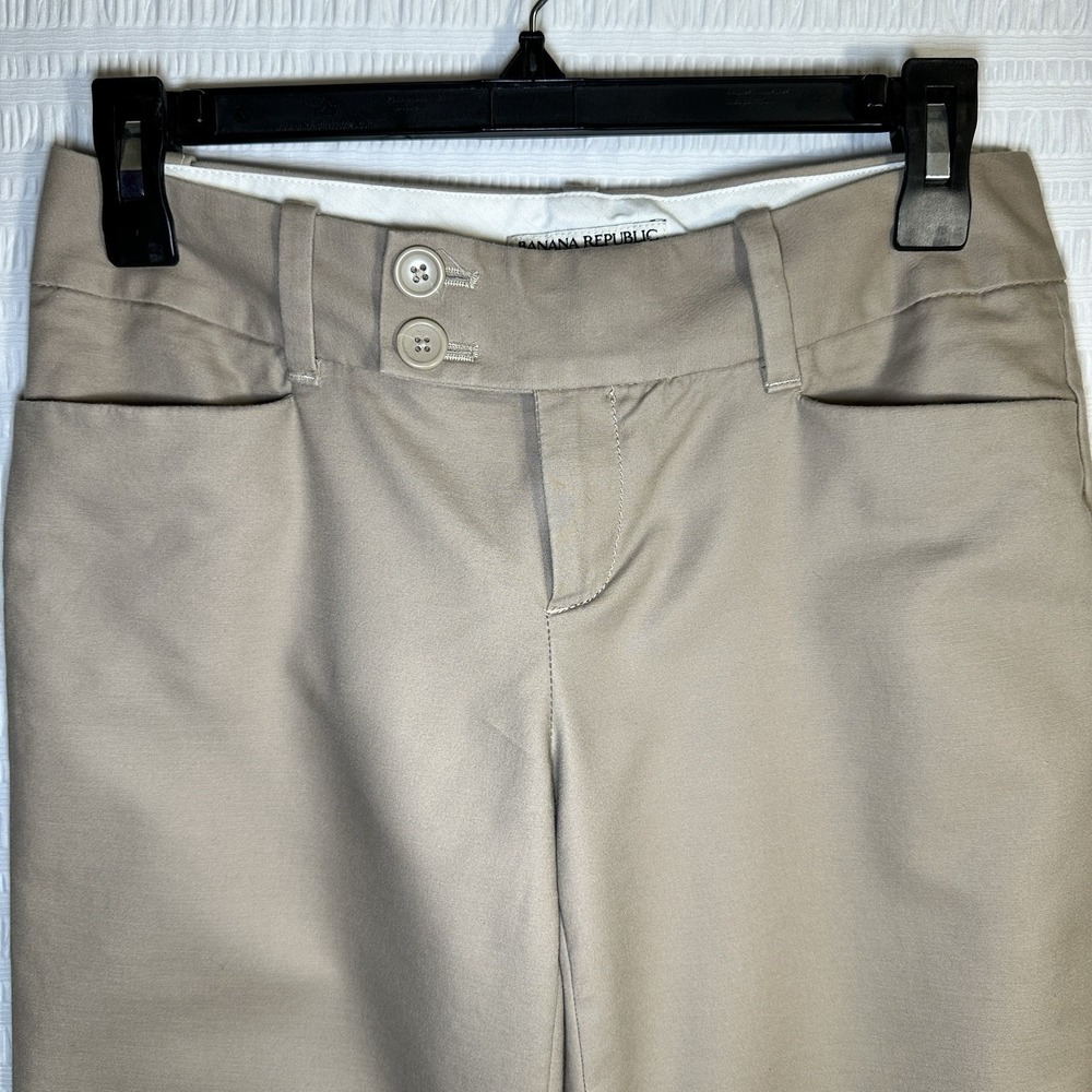 Banana Republic Jackson Fit Womens Khaki Wide Leg Cuffed Pants Slacks 2S - Picture 3 of 13